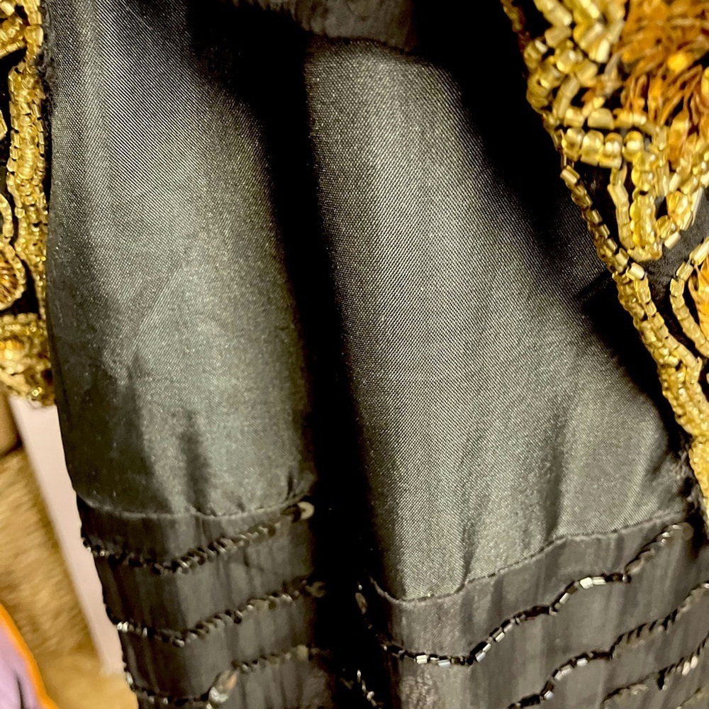 Cervelle Women’s Cocktail/Formal Dress, Large, Black/Gold, Pure Silk, Sequins - Picture 6 of 6